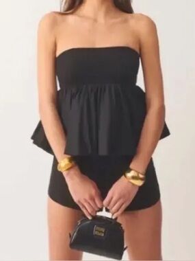 REFORMATION Simone Strapless Peplum Top